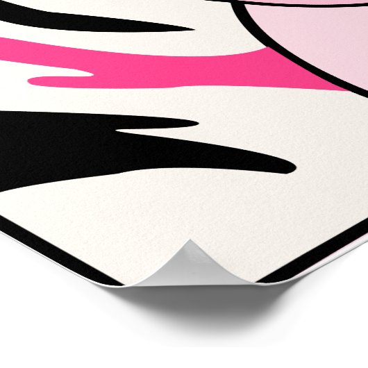 Zebra (zwart/roze) Poster afdrukken (Hoek)