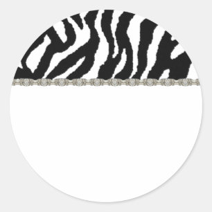 Zebra zwart-wit adreslabel ronde sticker
