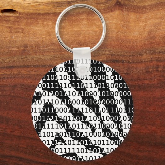 Zebra zwart-wit binair code sleutelhanger (Voorkant)