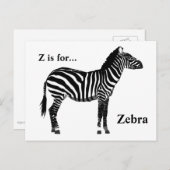 Zebra - Zwart-wit Briefkaart (Voorkant / Achterkant)