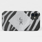 Zebra zwart-wit en lichtgrijs monogram Case-Mate iPhone case (Achterkant (horizontaal))