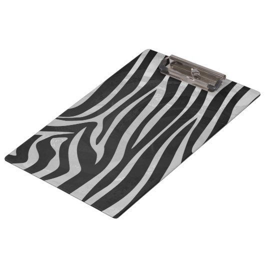Zebra zwart-wit en lichtgrijs monogram klembord (Gekanteld)