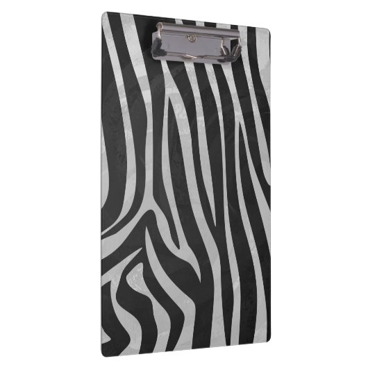 Zebra zwart-wit en lichtgrijs monogram klembord (Rechts)