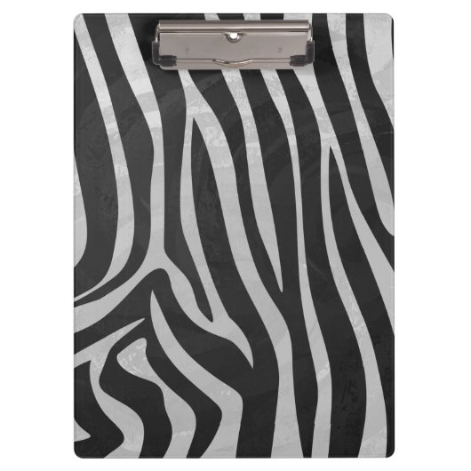 Zebra zwart-wit en lichtgrijs monogram klembord (Voorkant)