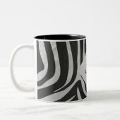 Zebra zwart-wit en lichtgrijs monogram tweekleurige koffiemok (Links)