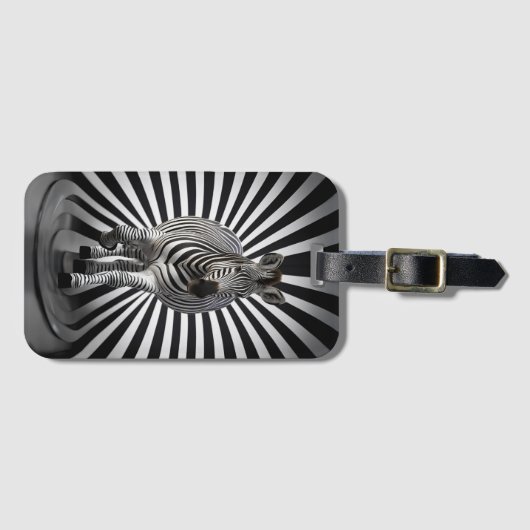 Zebra zwart-wit illusie bagagelabel (Voorkant (horizontaal))