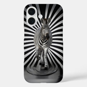 Zebra zwart-wit illusie iPhone 16 hoesje