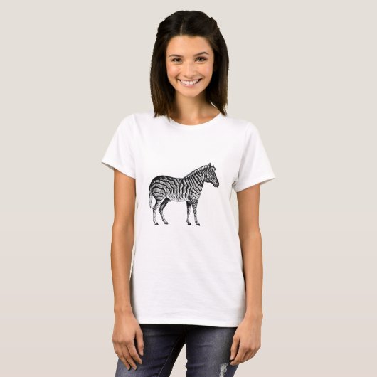 Zebra Zwart-wit illustratie T-shirt (Voorkant volledig)