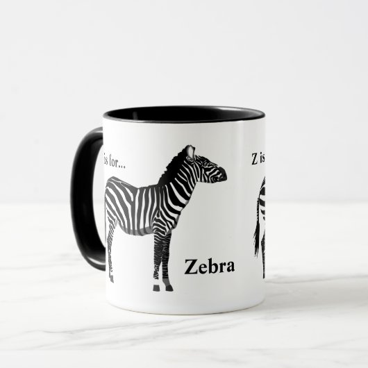 Zebra - Zwart-wit Mok (Voorkant links)