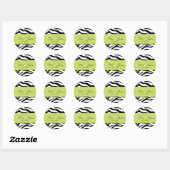 Zebra zwart wit, monogramstickers ronde sticker (Vel)