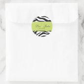 Zebra zwart wit, monogramstickers ronde sticker (Tas)