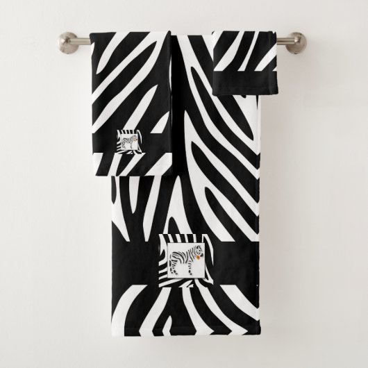 Zebra Zwart-wit Oerwoud Safari Thema Bad Handdoek (Insitu)