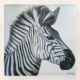 Zebra zwart-wit portret glazen onderzetter