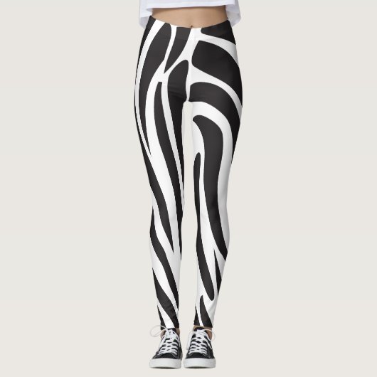 Zebra zwart-wit Print strepen patroon trendy Leggings (Voorkant)
