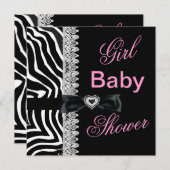 Zebra zwart wit Roze Baby shower Lace Kaart (Voorkant / Achterkant)