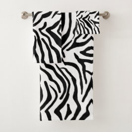 Zebra zwart-wit verstopte huid bont patroon bad handdoek