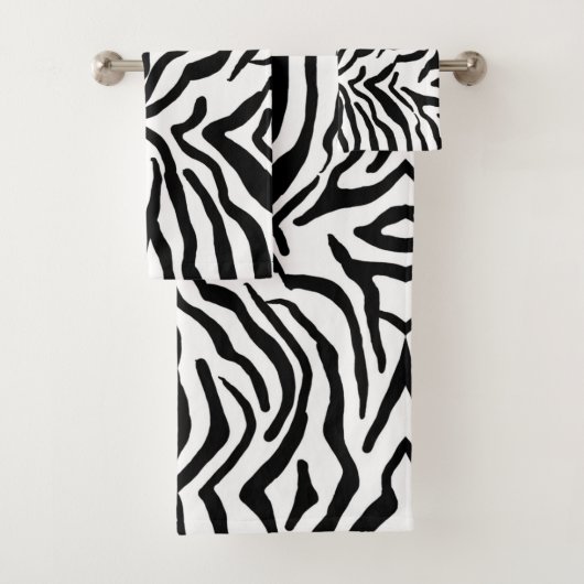 Zebra zwart-wit verstopte huid bont patroon bad handdoek (Insitu)