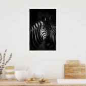 Zebra zwart-witprint, close-up portret poster (Keuken)
