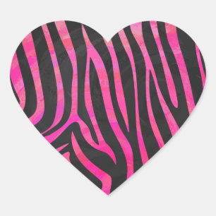 Zebra zwart-witroze afdrukken hart sticker