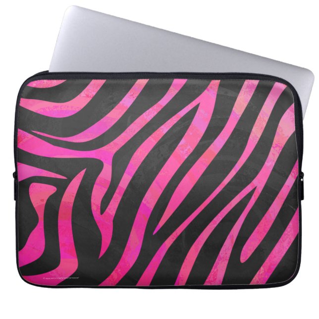 Zebra zwart-witroze afdrukken laptop sleeve (Voorkant)
