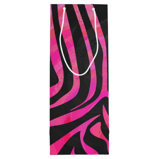 Zebra zwart-witroze afdrukken wijn cadeautas (Achterkant)