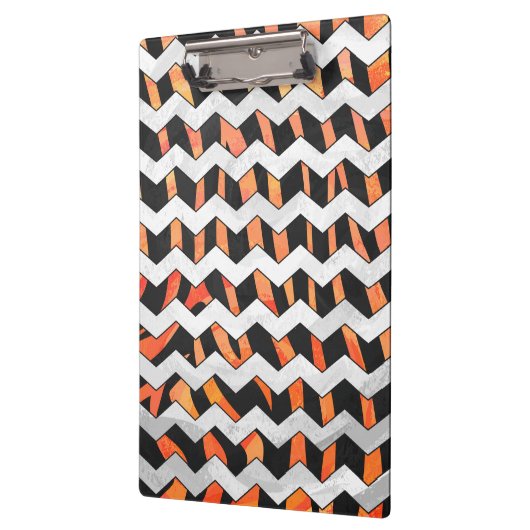 Zebra zwarte en Oranje Chevron Klembord (Links)