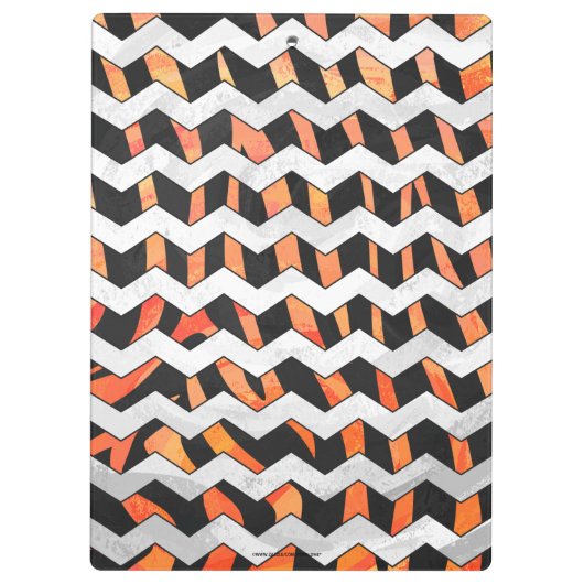 Zebra zwarte en Oranje Chevron Klembord (Achterkant)