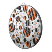 Zebra zwarte en Oranje pokadots Dartbord (Voorkant Rechts)