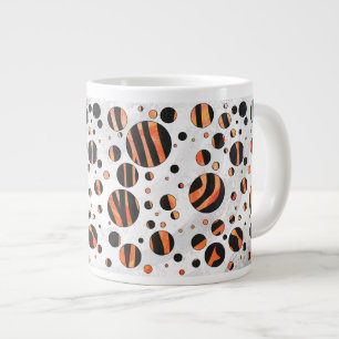 Zebra zwarte en Oranje pokadots Grote Koffiekop