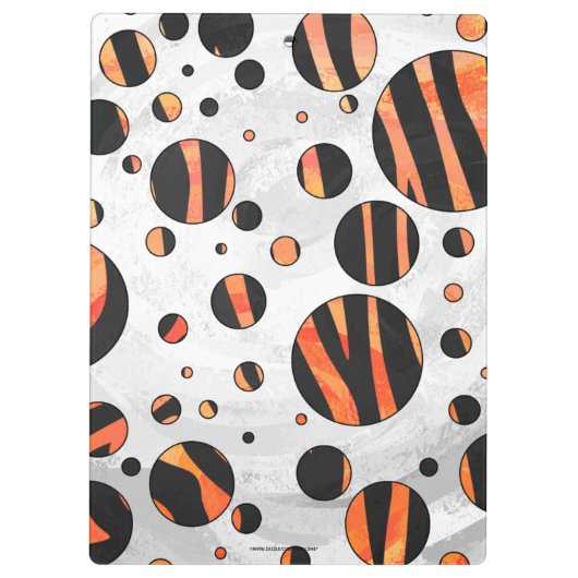 Zebra zwarte en Oranje pokadots Klembord (Achterkant)