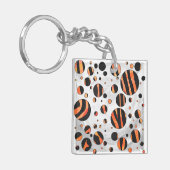 Zebra zwarte en Oranje pokadots Sleutelhanger (Voorkant Links)