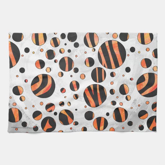 Zebra zwarte en Oranje pokadots Theedoek (Horizontaal)