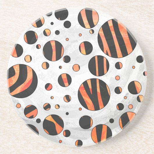 Zebra zwarte en Oranje pokadots Zandsteen Onderzetter (Voorkant)