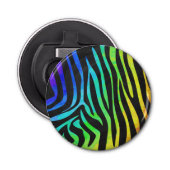 Zebra, zwarte en regenboogafdrukken button flesopener (Voorkant)