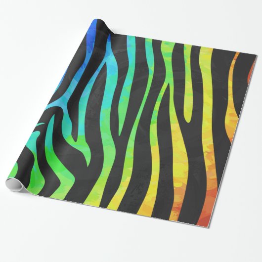 Zebra, zwarte en regenboogafdrukken cadeaupapier (Uitgerold)