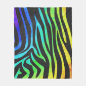 Zebra, zwarte en regenboogafdrukken fleece deken (Voorkant)