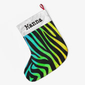 Zebra, zwarte en regenboogafdrukken grote kerstsok (Achterkant (Hangend))