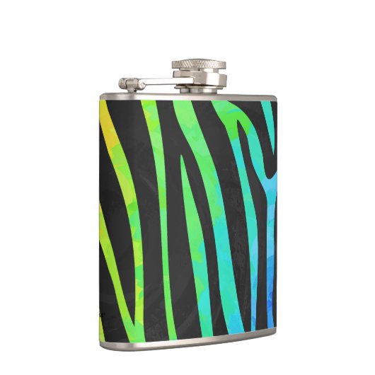 Zebra, zwarte en regenboogafdrukken heupfles (Rechts)