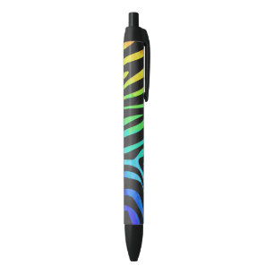 Zebra, zwarte en regenboogafdrukken inkt pen