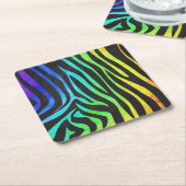 Zebra, zwarte en regenboogafdrukken kartonnen onderzetters (Schuin)