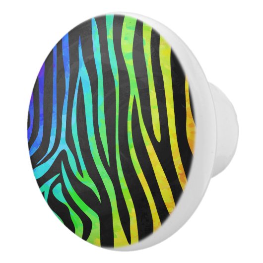 Zebra, zwarte en regenboogafdrukken keramische knop (Rechts)