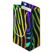 Zebra, zwarte en regenboogafdrukken klein cadeauzakje (Voorkant Gekanteld)