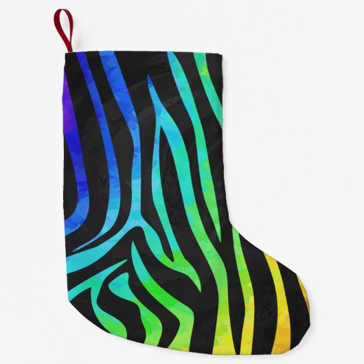 Zebra, zwarte en regenboogafdrukken kleine kerstsok (Voorkant)