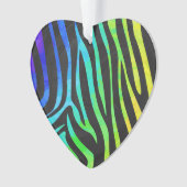 Zebra, zwarte en regenboogafdrukken ornament (voorkant)