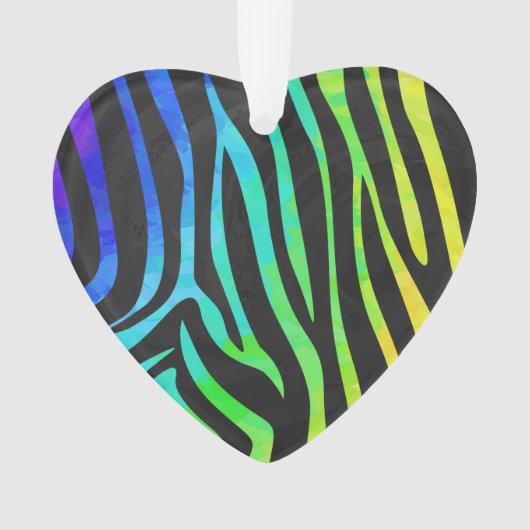 Zebra, zwarte en regenboogafdrukken ornament (voorkant)