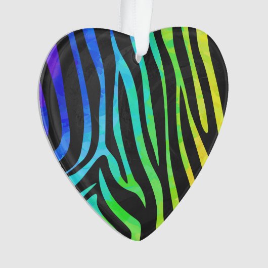 Zebra, zwarte en regenboogafdrukken ornament (voorkant)
