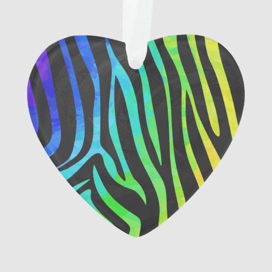 Zebra, zwarte en regenboogafdrukken ornament (achterkant)