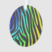 Zebra, zwarte en regenboogafdrukken ornament (voorkant)