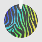 Zebra, zwarte en regenboogafdrukken ornament (voorkant)