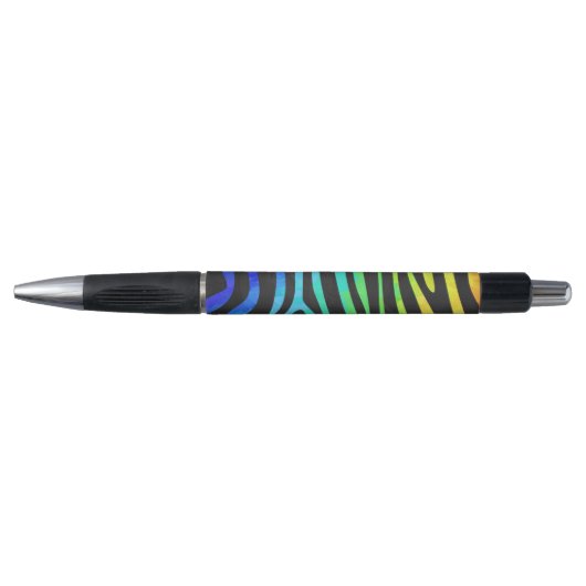 Zebra, zwarte en regenboogafdrukken pen (Voorkant)